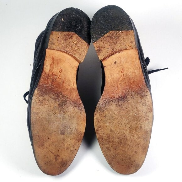 Cole Haan Black Leather Lace Up Quilted Ankle Boots Sz 7 Made In Italy - Picture 7 of 16